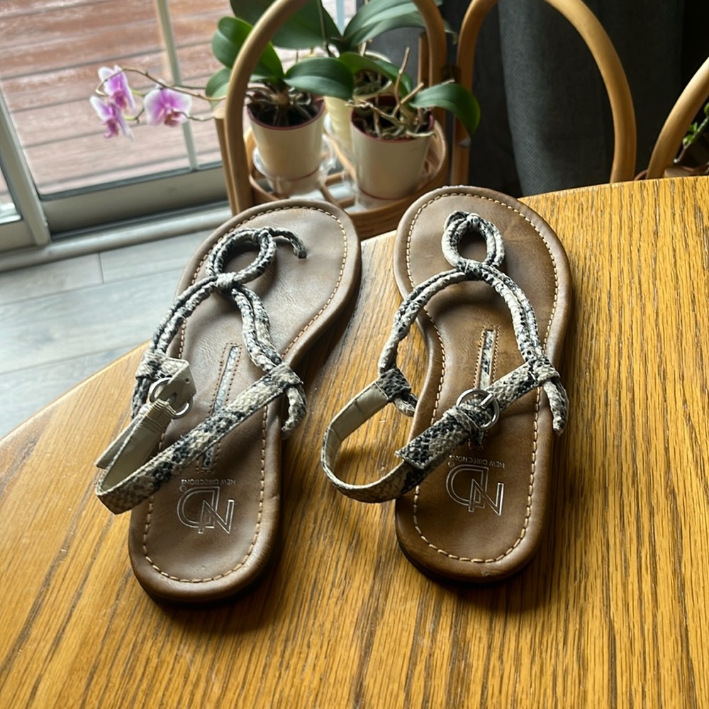 Animal print sandal with back of ankle strap